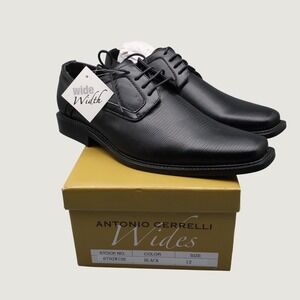 Antonio Cerrelli Dress Shoes 6792WIDE 12 Wide Black Textured Square Toe NEW